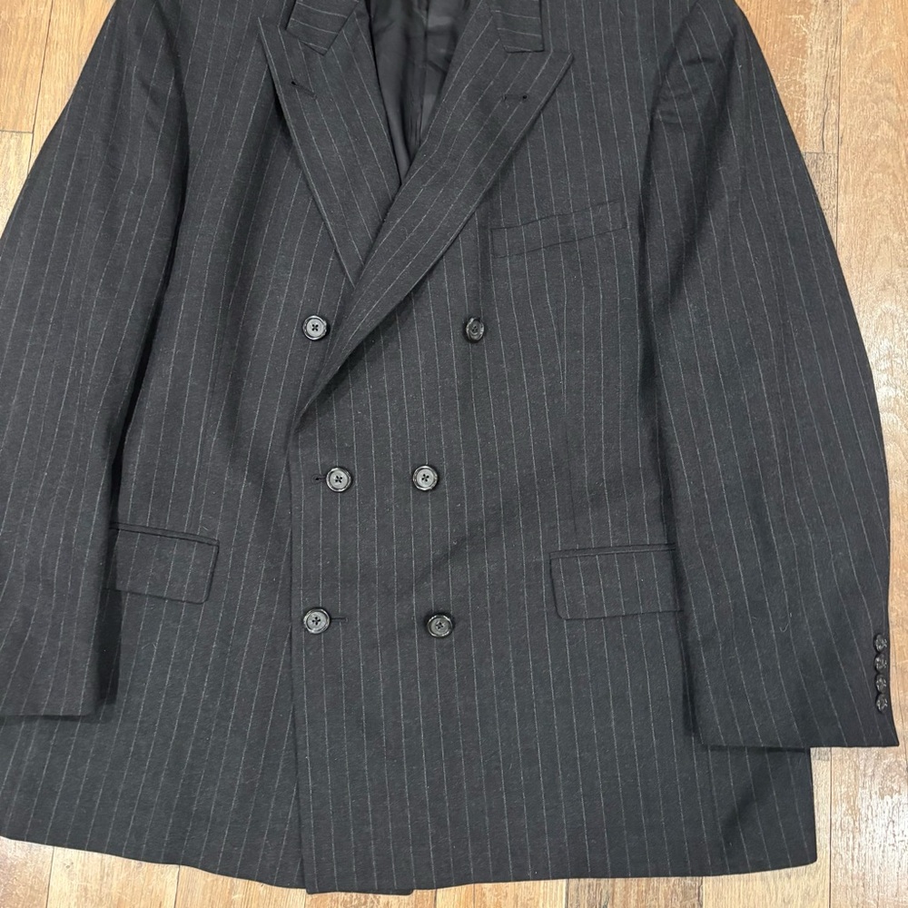 Burberrys Double Breasted Vintage Men’s 100% wool Pinstripe Jacket Size 46R - Picture 10 of 15